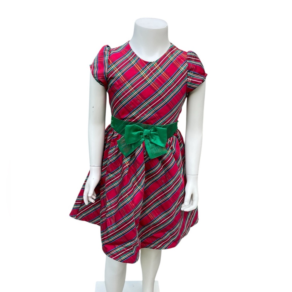 Blueberi Boulevard | Girls Holiday Dress | Red & Green Plaid | 7